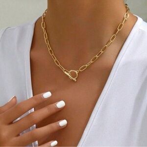 Gold Chain Minimalist Gold Chain Necklace – Front Toggle Clasp Design